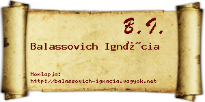 Balassovich Ignácia névjegykártya